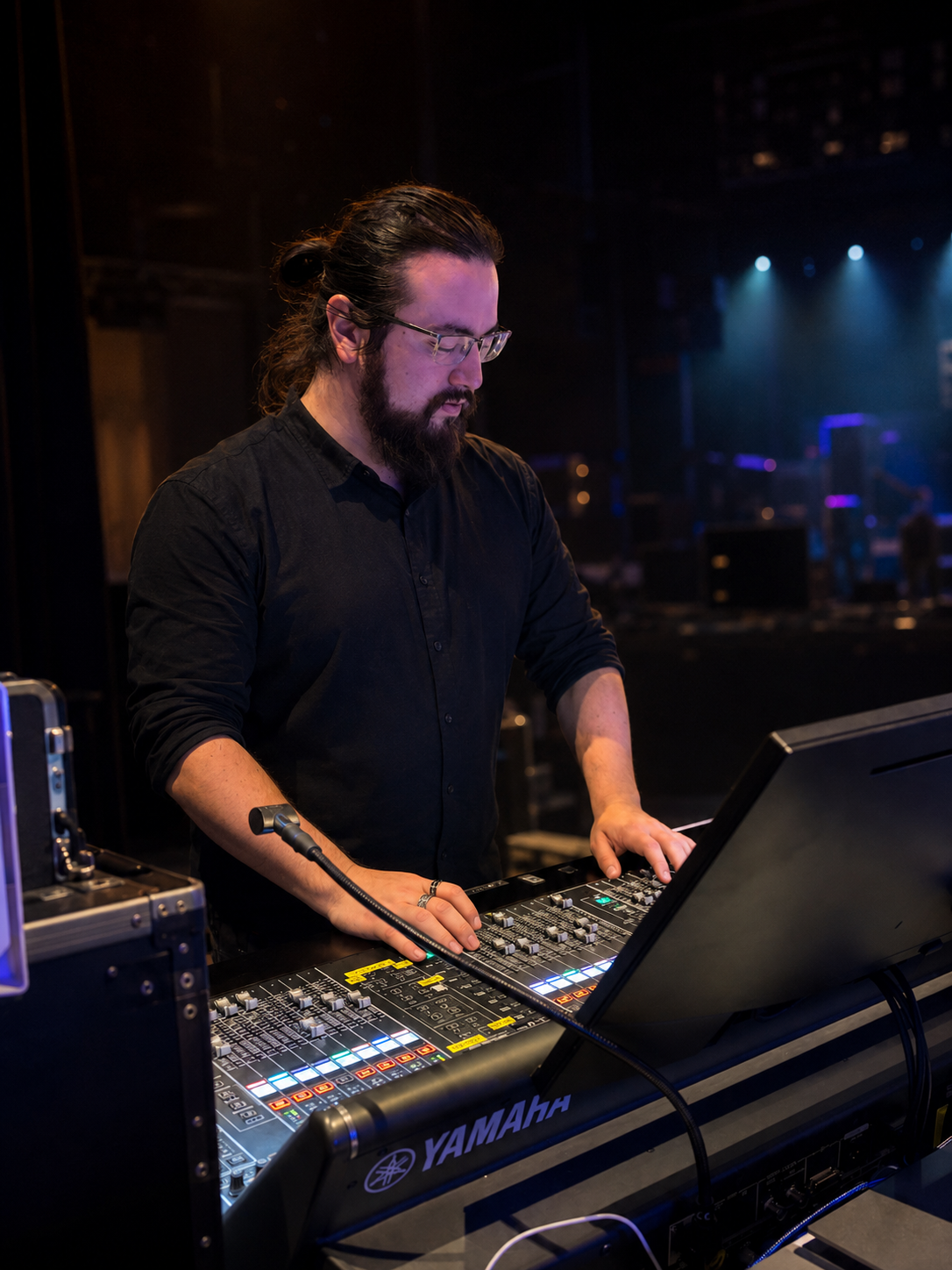 David McKay at the front-of-house console during a live event